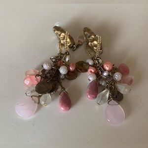 Gorgeous Pink & White Stone Statement Earrings